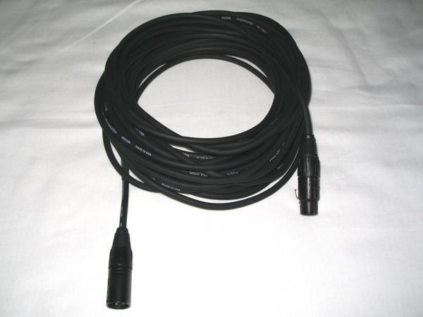 Pro Co 50-foot XLR microphone cable, coiled, with male and female connectors
